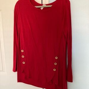 Zenana Outfitters Red Asymmetrical Long Sleeve Tunic